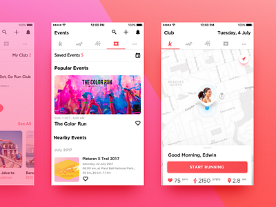 Running App app calories club events fitness gym miles nike run running ui ux