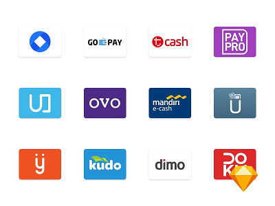 [SKETCH] Indonesian Payment Method Icons dimo doku gopay icon indonesia kudo logo method ovo payment paypro sakuku tcash