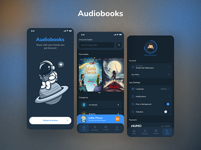 Audiobooks mobile application app design mobile typography ui ux