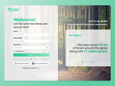 Daily UI - Day 1 | Sign Up Page "Viridian Fungus" daily ui desktop graphic design sign up ui ux