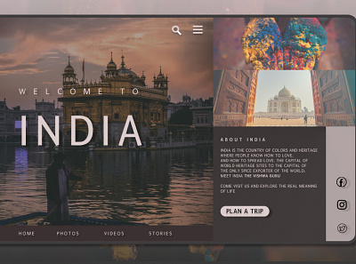 INDIA TOURISM LANDING PAGE animation app design flat ui ux web website
