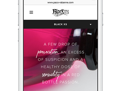 Black XS mobile website - products black ios7 ios8 mobile paco rabanne ui ux uzik website xs