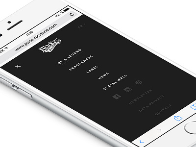 Black XS mobile website - menu