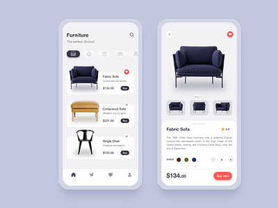 Furniture design sofa typography ui