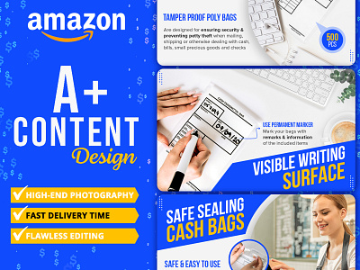 Amazon Enhanced Brand Content/A+ design for cash bags a plus content ads banner amazon amazon a amazon ebc design amazon graphic design amazon infographics amazon lifestyle images amazon listing amazon listing design amazon product design banner ebc content design graphic design photoshop editing product infographics product listing images product photography social media banner website banner