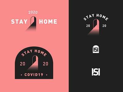 Stay Home design flat illustration logo minimal typography