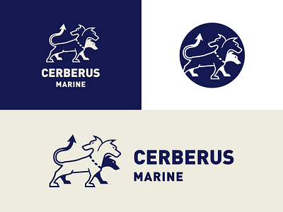 Cerberus Marine branding design flat icon logo typography vector