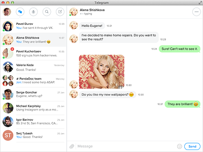 Telegram for OS X concept chat clean flat gui mac messenger osx telegram ui whatsapp window