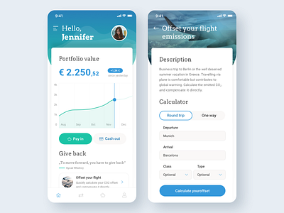 Financial companion app app design climate change finance finance app fintech investing investments ios sustainability sustainable