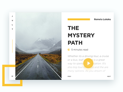 The Mystery Road blog post card clean design ui white
