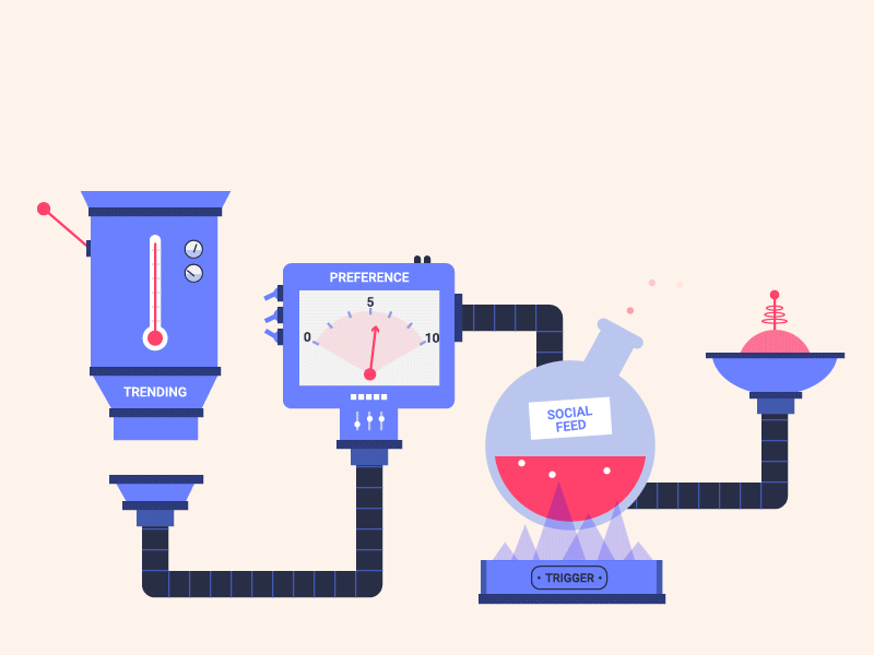 News production app blue bot green laboratory machine news science trigger