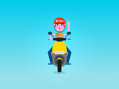 Waffles boy riding a gogoro! anchor app boy character gogoro helmet riding scooter waffles