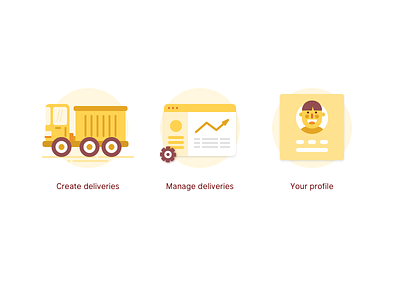 Graphic for a delivery app delivery icon illustration profile setting truck