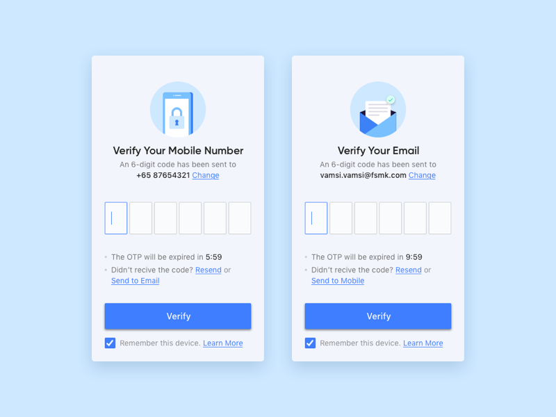 Phone number / email verification by youlanda kuo for Funding Societies | Modalku on Dribbble