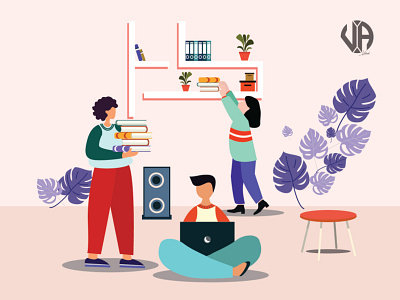 Working together flat design flat illustration