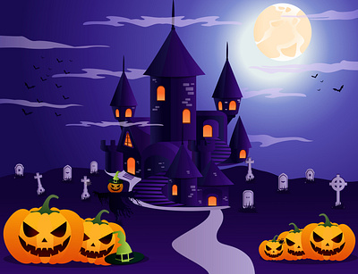 Happy Halloween. Halloween night. artwork digitalart digitalartwork flatillustration graphicdesigners halloween background halloween banner. illustrationartists vectorart visualdesigne
