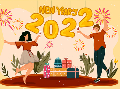 Happy new year. cartoon celebrate celebration character design decoration design design flat design flat illustration graphic design illustration new year vector