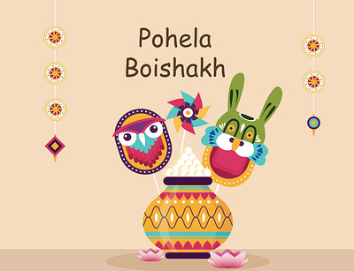 "Shubho Noboborsho" Happy Bengali New year. character design design flat design flat illustration graphic design illustration vector