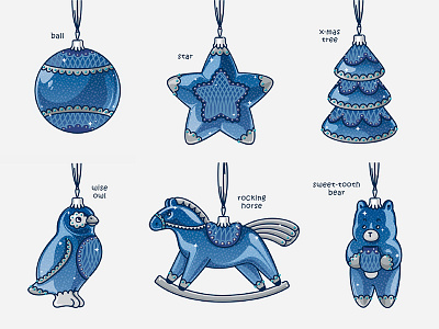 Holiday characters ball bear blue characters christmas decoration gift horse owl star tree xmas