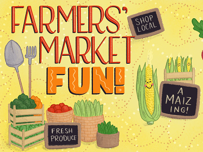 Farmers Market Fun Food Illustration and Lettering Artwork 1