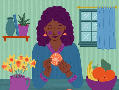 Orange Musings cute illustration daffodils food illustration handdrawn illustration interior orange people person illustration