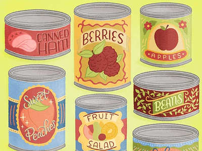 Canned Food Tins Packaging food food and drink food illustration hand lettering handdrawn handlettered illustration lettering lettering art packaging packaging design packaging illustration typography