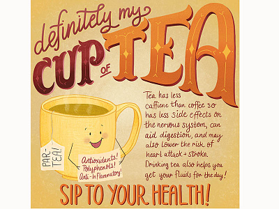 Definitely My Cup of Tea Infographic cute illustration cute infographic food food illustration food infographic hand lettering handdrawn handlettered health healthy food illustration infographic lettering tea tea infographic