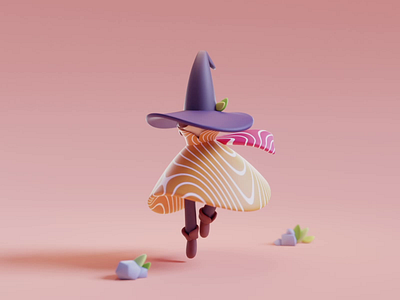 Wake up 3d animation blender character color cute design gif illustration isometric lowpoly render salmon sushi wizard