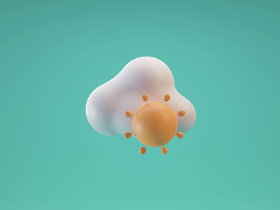 Rainy 2d 3d animation blender color cute design icon illustration isometric lowpoly motion rainy render sun weather