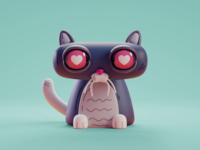 Cat Emotion 2d 3d animation blender cat character color cute design illustration isometric lowpoly