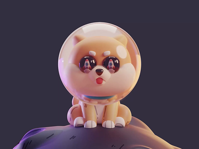 Doge 2d 3d animation blender character color cute design dog dogecoin illustration isometric lowpoly