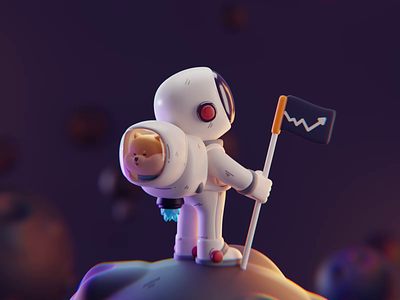 Astronauts 2d 3d animation astronauts blender character color cute design dog illustration isometric lowpoly