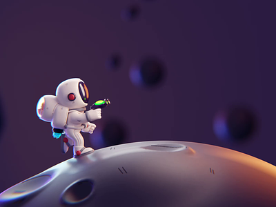 Fighting 2d 3d animation blender cute illustration isometric lowpoly moon motion graphics