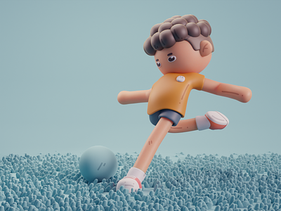 Football 2d 3d animation blender cute football illustration isometric lowpoly