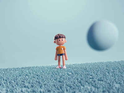 Shoot 2d 3d animation blender character cute design football illustration lowpoly