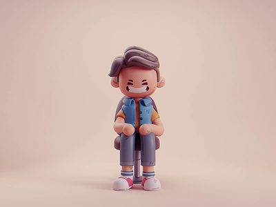Haircut 2d 3d animation blender character cute design hair illustration isometric lowpoly