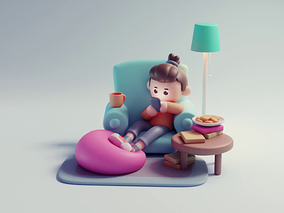 Like 2d 3d animation blender cute design illustration isometric lowpoly