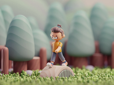 Wooden boy 2d 3d animation blender cute illustration isometric life lowpoly story wooden