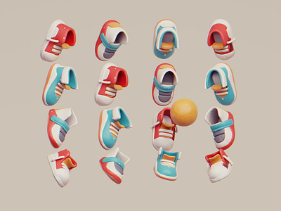 Shoes 3d animation blender cute design illustration isometric lowpoly shoes