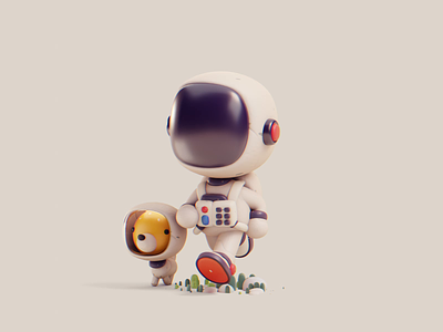 Astronaut 3d animation astronaut blender cute design illustration isometric lowpoly
