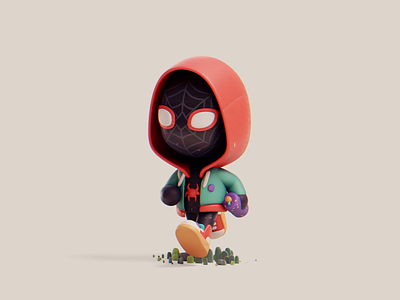 Spidey 3d animation blender cute design illustration isometric lowpoly spidey