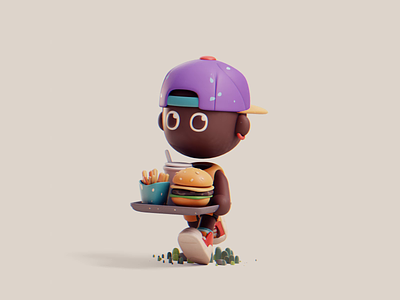 Get a burger 3d animation blender clayboys cute illustration isometric lowpoly