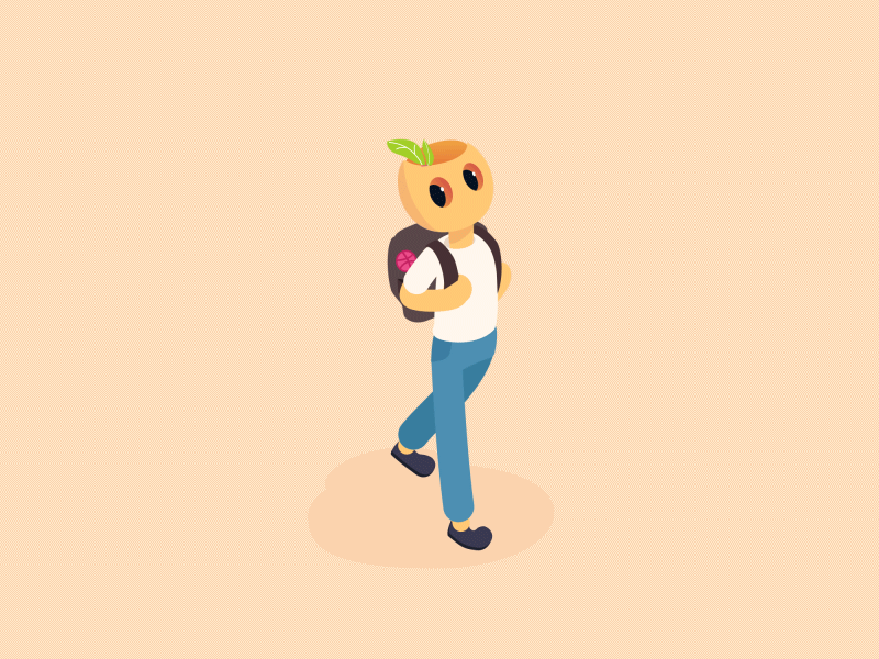 Back to school animation backpack character color cute fish illustration isometric shool sketch tree walk cycle
