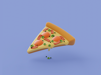 Pizza Icon 3d blender color cute icon illustration isometric light lowpoly pizza render