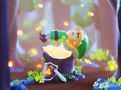 Link's Awakening 3d animation blender character color cute design fanart game gif illustration isometric lowpoly render