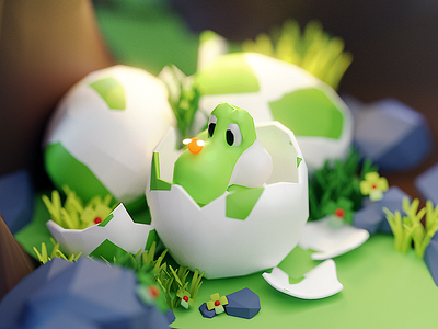 Yoshi 3d animation blender character color cute design fanart game glass illustration isometric lowpoly render yoshi