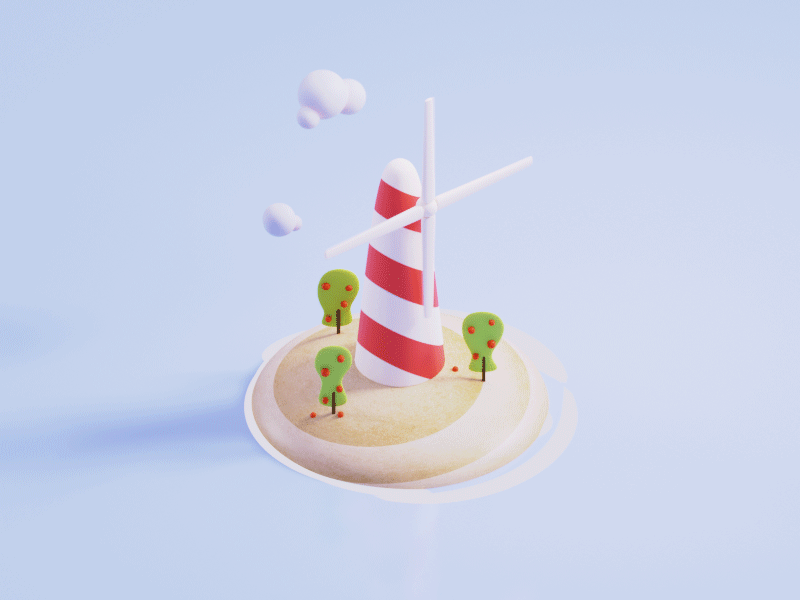 Windmill 2d 3d animation blender color cute design gif illustration isometric lowpoly render windmill