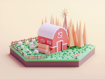 Farm 3d animation blender color cute design gif illustration isometric lowpoly