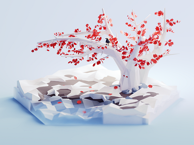 Weirwood 2d 3d animation blender color fanart illustration isometric lowpoly tree