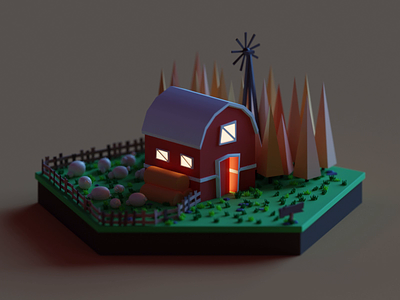 Farm v2 2d 3d animation blender cute design farm gif illustration isometric landscape lowpoly sheep tree